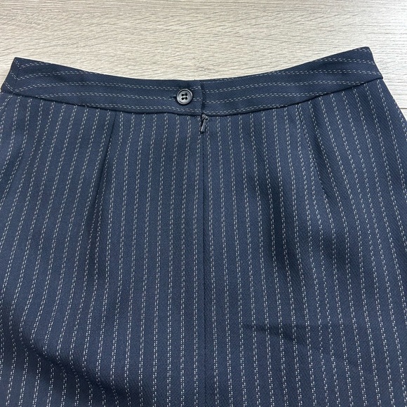 Michel Rene Vintage Elegant Navy Pinstripe Midi Skirt - Picture 3 of 10